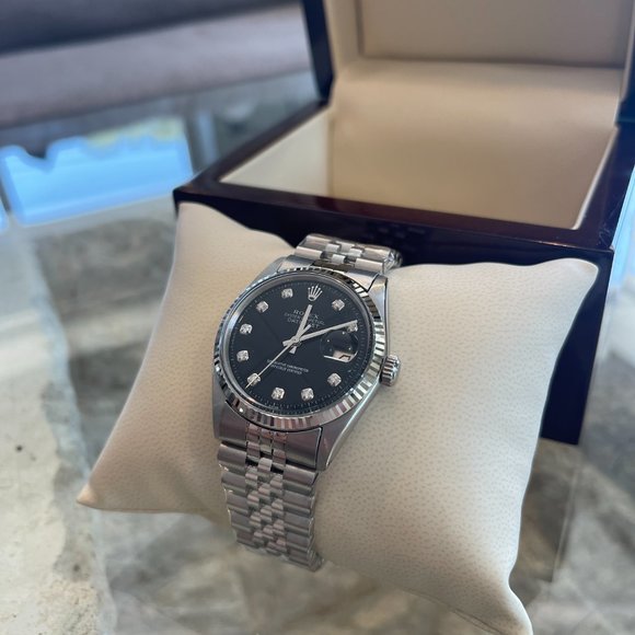 New Rolex Men's 36mm Black Dial Diamond Watch - Picture 6 of 8